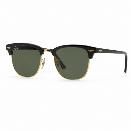 Ray-Ban Clubmaster Classic RB3016 W0365 en vista diagonal con varilla visible