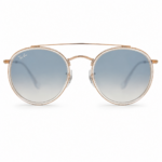 Ray-Ban Round Double Bridge RB3647N 90683F vista frontal con lentes azul degradado
