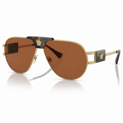 Versace VE2252 147073 en perspectiva con diseño aviador y detalles dorados