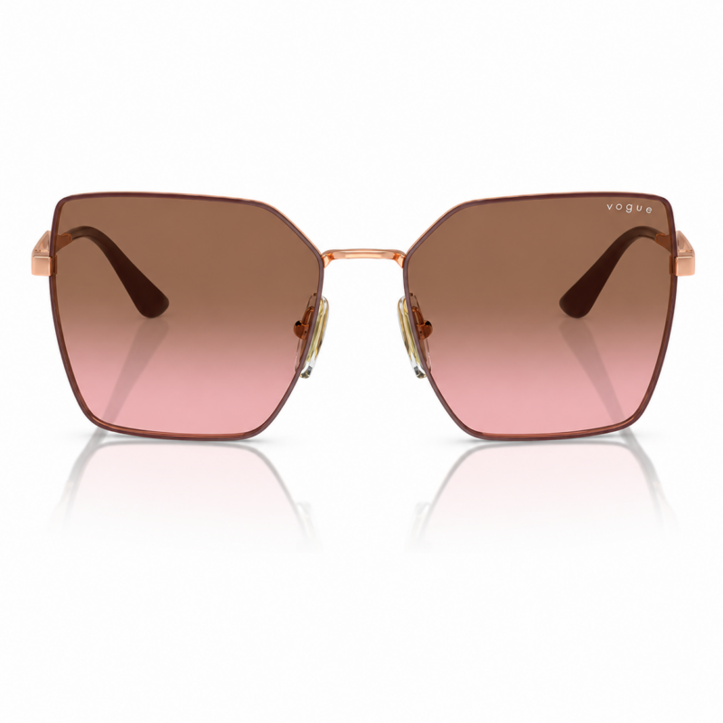 Vogue VO4284S 518214 vista frontal con lentes marrón degradado y montura oro rosa